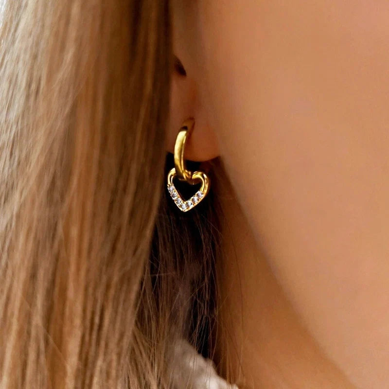Gold Plated Anti Tarnish Heart Themed Earrings