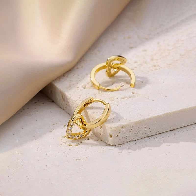Gold Plated Anti Tarnish Heart Themed Earrings
