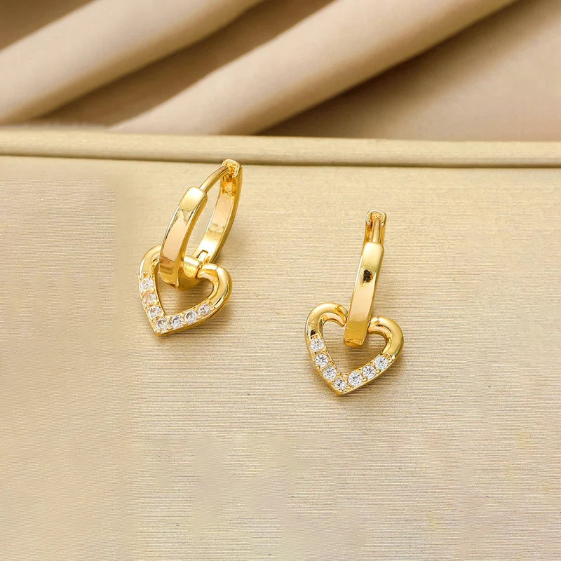 Gold Plated Anti Tarnish Heart Themed Earrings