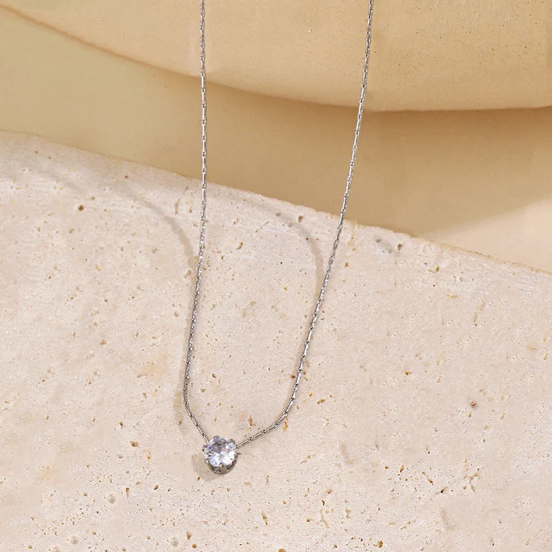 Silver Plated Stainless Steel Anti-Tarnish Stone Studded Hexagonal Pendan